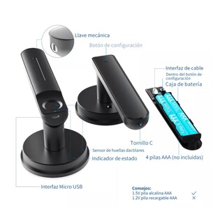 Foto 7 | Cerradura Digital Dactilar Geek Smart Negra Seguridad Hogar