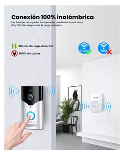 Foto 4 | Timbre Inalámbrico Belug con Cámara 2k