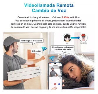 Foto 2 | Timbre Inteligente Inalámbrico Con Cámara 1 Transmiso 1 Rec Blanco