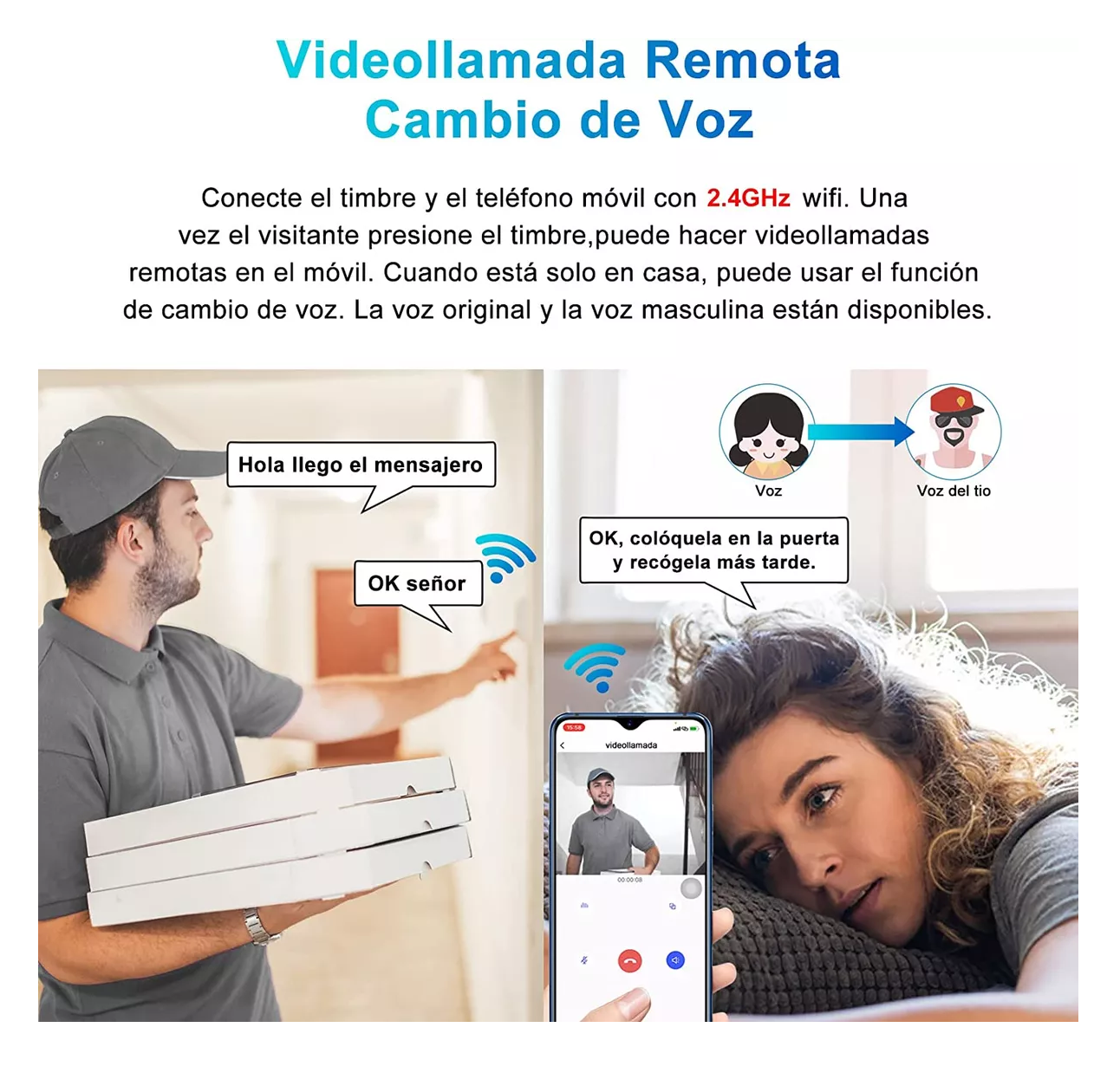 Foto 2 | Timbre Inteligente Inalámbrico Con Cámara 1 Transmiso 1 Rec Blanco