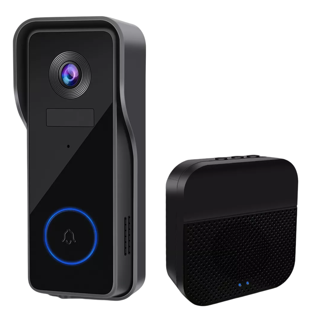 Timbre Inalámbrico Inteligente Impermeable Con Cámara 2k Hd Negro