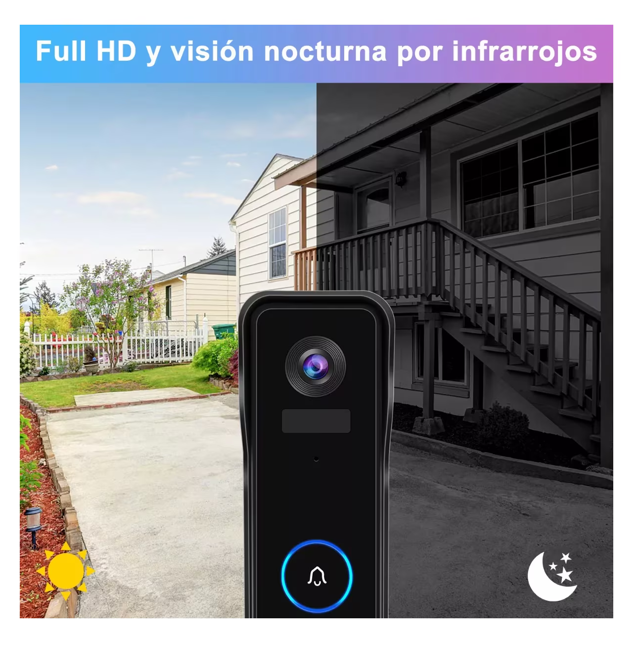 Foto 5 | Timbre Inalámbrico Inteligente Impermeable con Cámara 2k Hd Negro