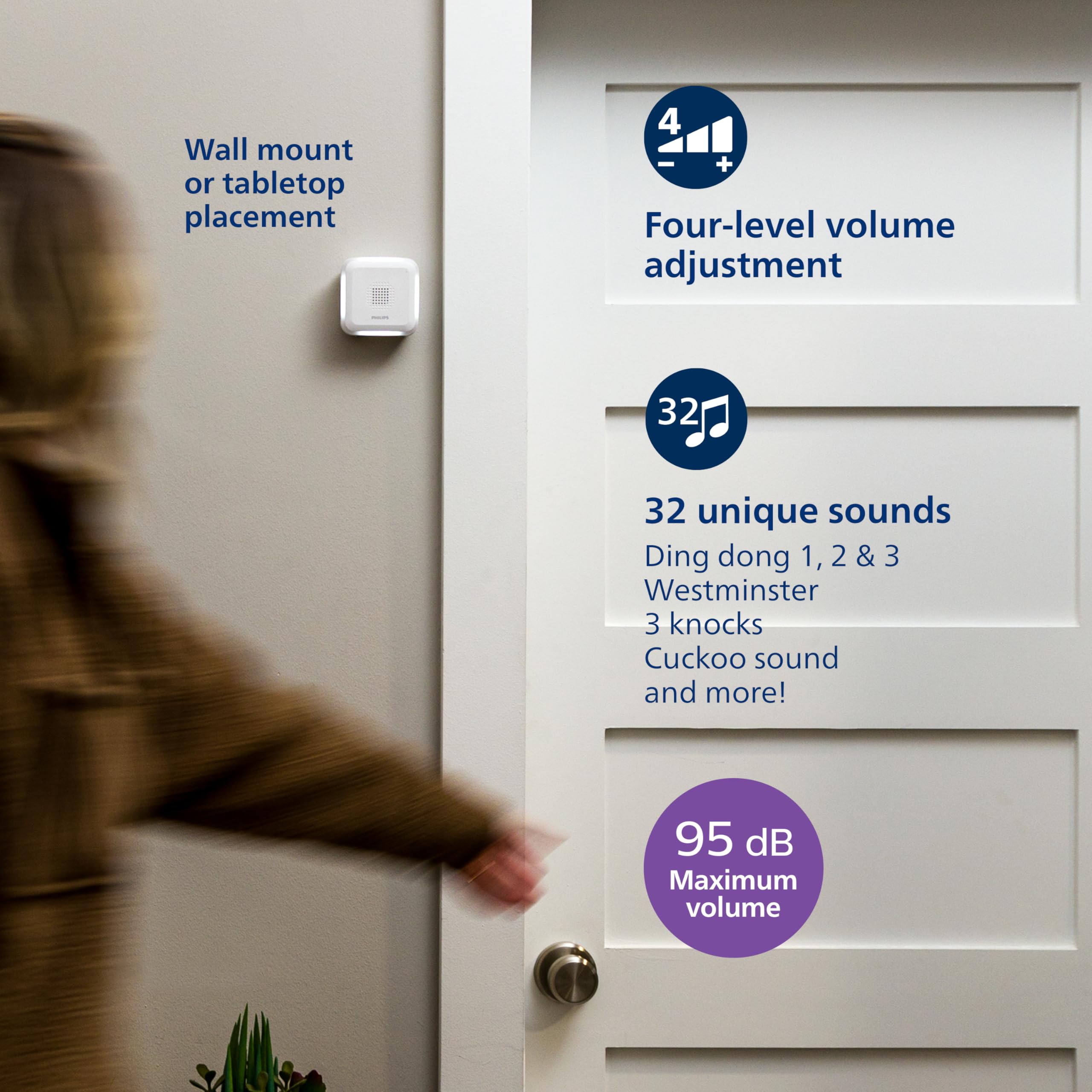 Foto 3 | Kit De Timbre De Seguridad Inalámbrico Philips Des6572wb/37 - Venta Internacional.