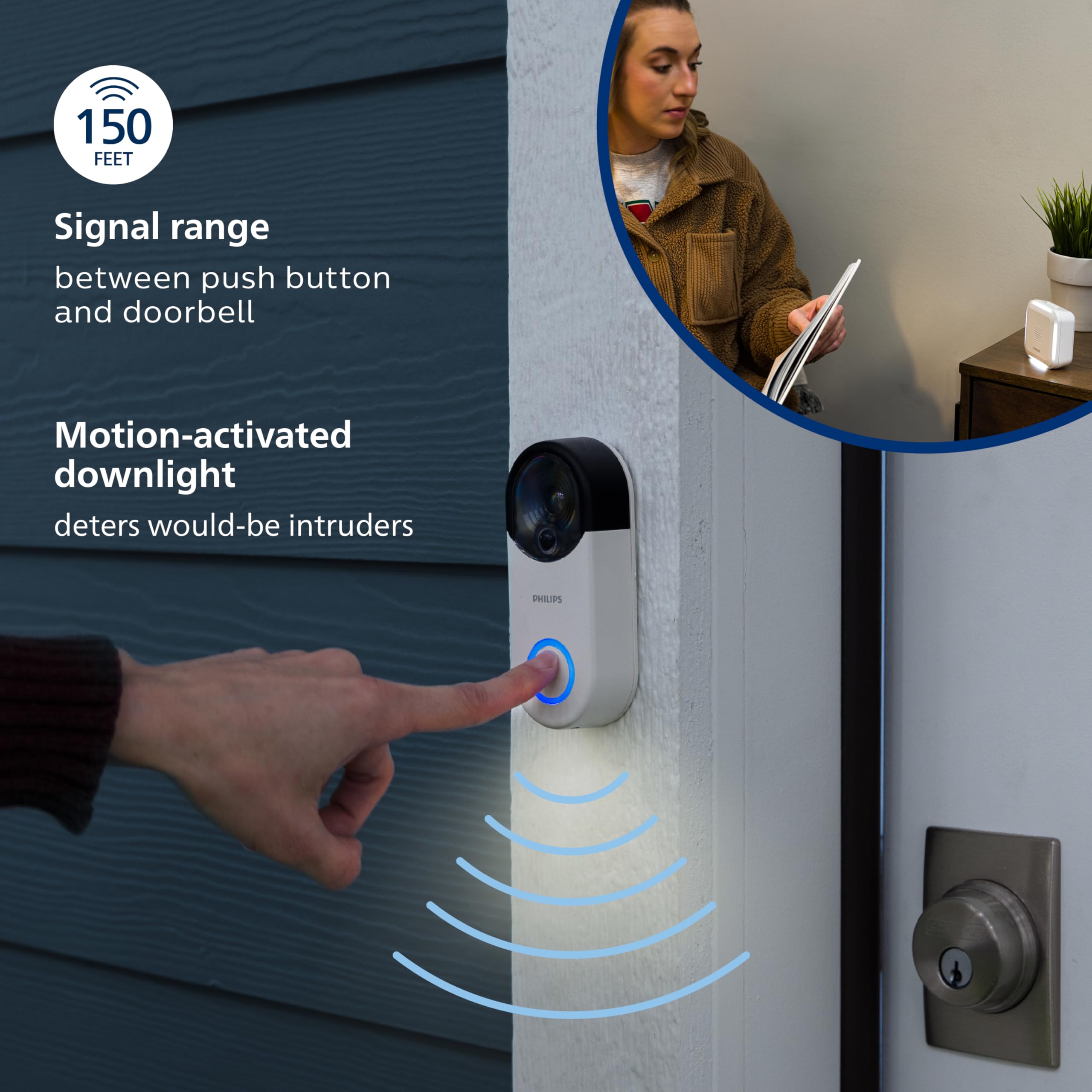 Foto 5 pulgar | Kit De Timbre De Seguridad Inalámbrico Philips Des6572wb/37 - Venta Internacional.