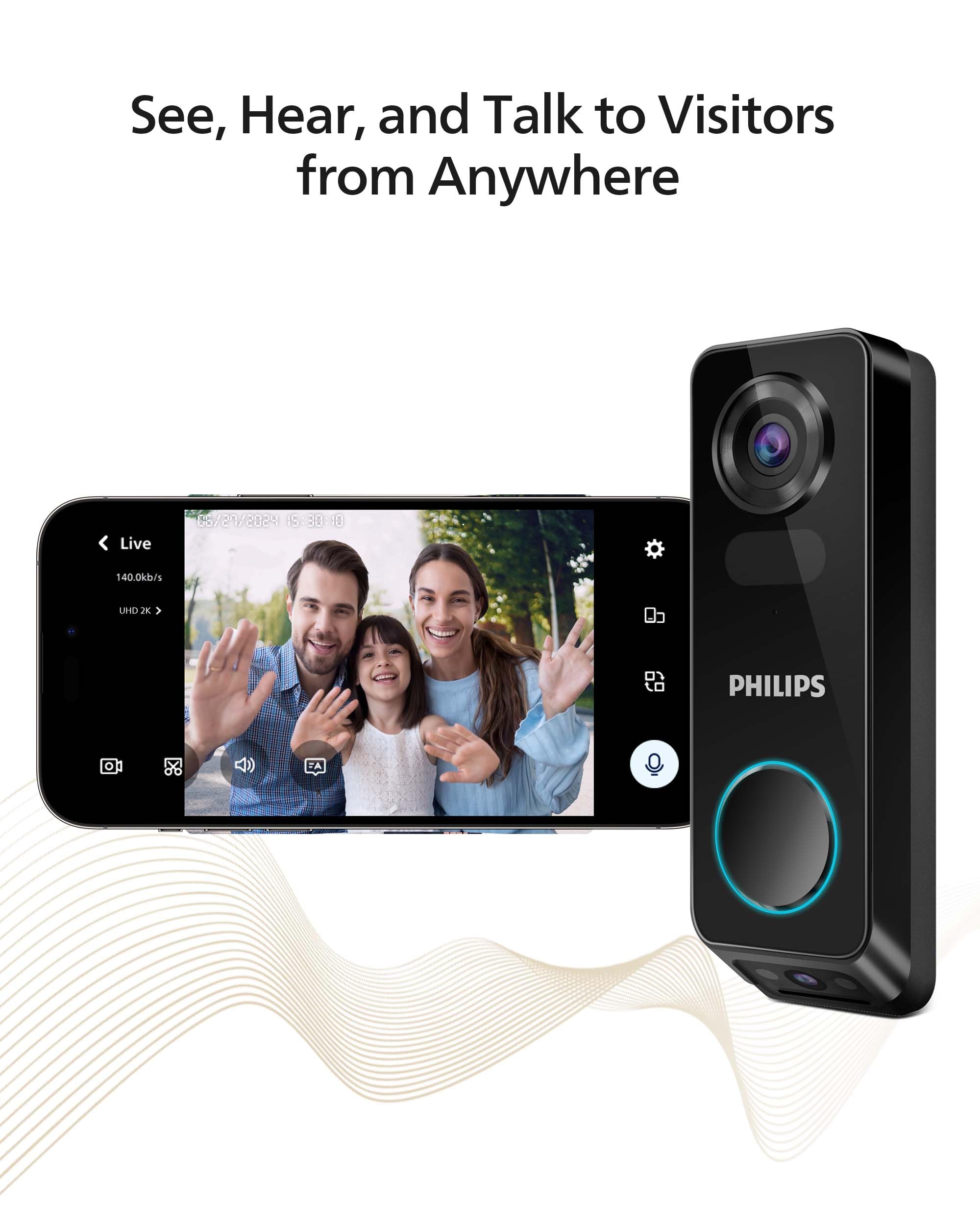 Foto 6 pulgar | Cámara De Videoportero De Seguridad Philips Wireless 2k Fhd - Venta Internacional.