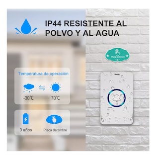 Foto 4 | Timbre Inalámbrico Impermeable Con 1 Transmisor 2 Receptor Belug Blancos