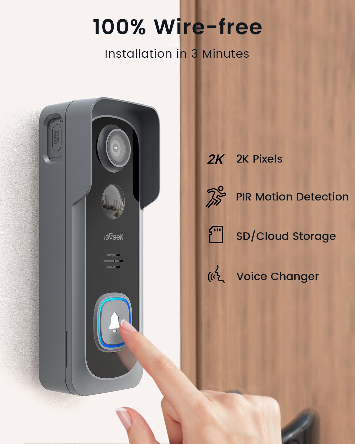 Foto 5 pulgar | Timbre Inalámbrico Con Vídeo Iegeek J9 1080p Con Timbre Y Cambiador De Voz - Venta Internacional.