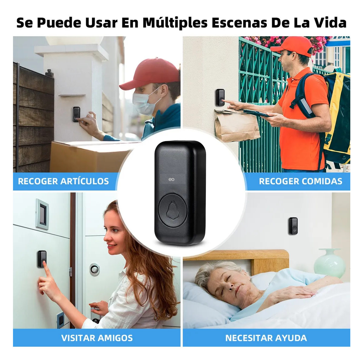 Foto 3 pulgar | Timbre Inalambrico Impermeable Con 2 Transmisor Y 2 Receptor Eo Safe Imports Esi-18826 Negro