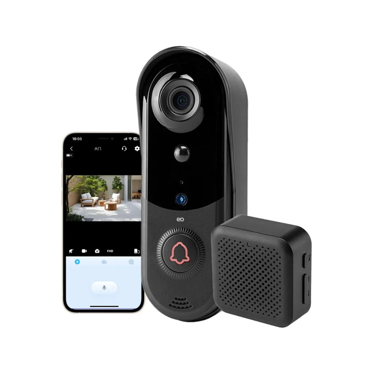 Foto 2 pulgar | Timbre Inteligente Wifi Inalámbrico Exterior Con Cámara 1080p Hd Eo Safe Imports Esi-18828 Negro