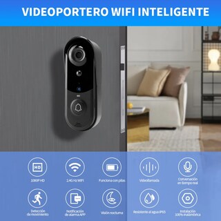 Foto 2 | Timbre Inteligente Wifi Inalámbrico Exterior Con Cámara 1080p Hd Eo Safe Imports Esi-18828 Negro