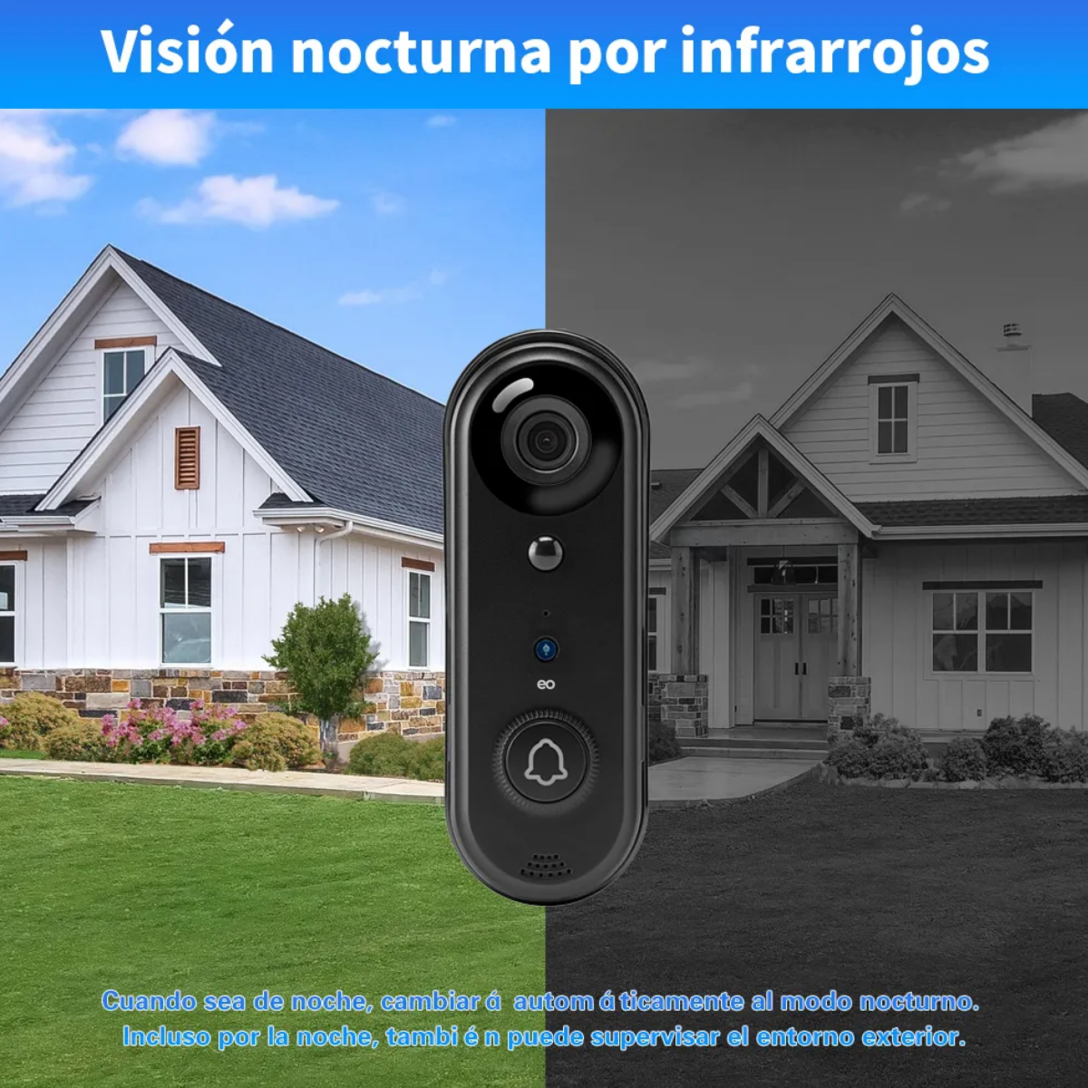 Foto 4 pulgar | Timbre Inteligente Wifi Inalámbrico Exterior Con Cámara 1080p Hd Eo Safe Imports Esi-18828 Negro