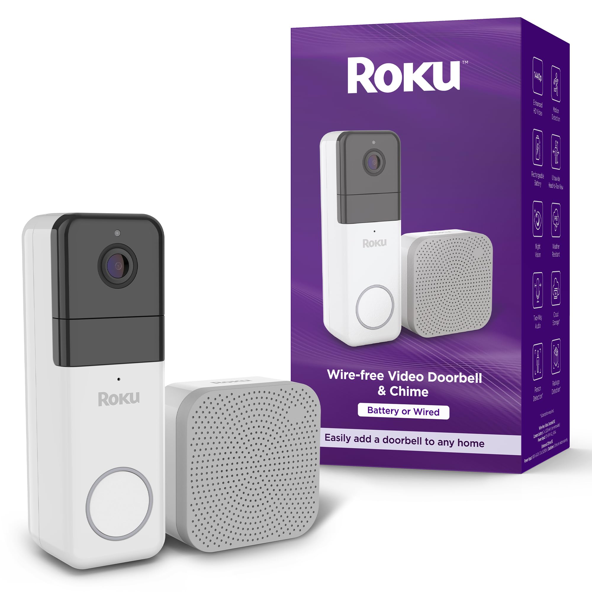 Foto 1 | Timbre Con Vídeo Roku Smart Home Wireless 1440p Hd Night Visio - Venta Internacional.