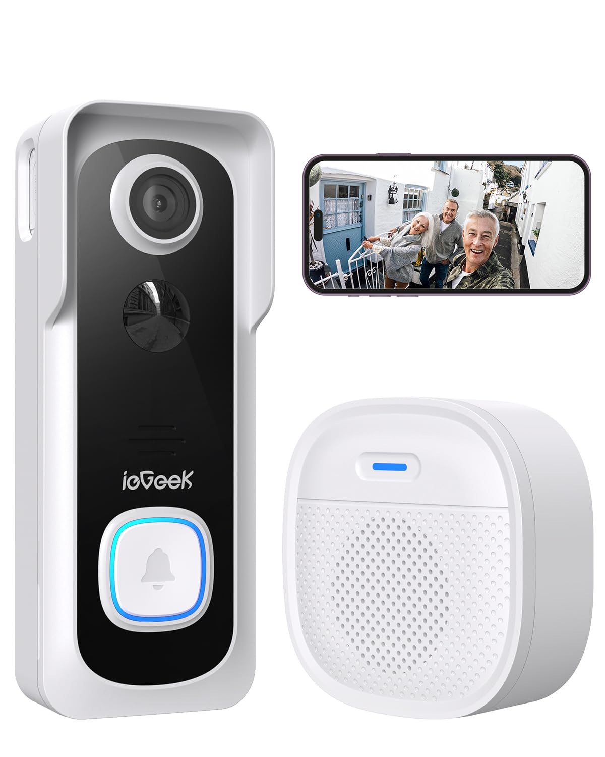 Foto 2 pulgar | Timbre Inalámbrico Con Vídeo Iegeek J9 1080p Fhd Con Timbre Y Alexa - Venta Internacional.