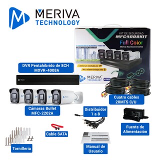Foto 3 | Kit Cámaras de Seguridad CCTV MERIVA 1080 P Full HD 4 Cámaras DVR 8CH + Micrófono Integrado y Full Color 24X7 + HDD5