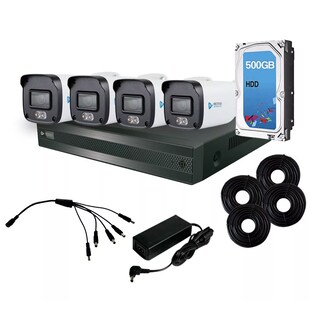 Foto 1 | Kit Cámaras de Seguridad CCTV MERIVA 1080 P Full HD 4 Cámaras + Micrófono Integrado y Full Color 24X7 + HDD 500 GB