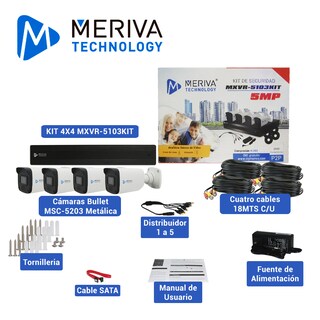 Foto 2 | Kit Cámaras De Seguridad Cctv Meriva 5 Megapíxeles Dvr 4ch + 4 Cámaras Bullet Metal + Hdd 1tb