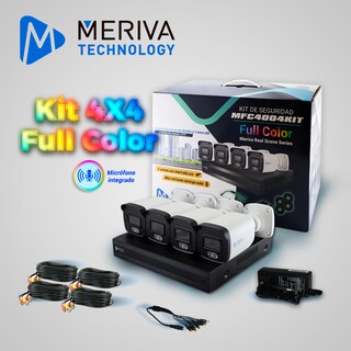 Foto 2 | Kit Cámaras De Seguridad Cctv Meriva 1080p Full Hd 4 Cámaras + Micrófono Integrado Y Full Color 24x7