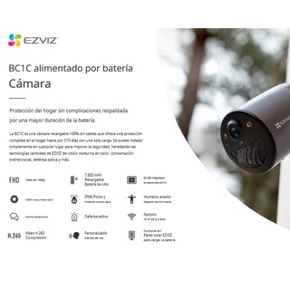 Foto 5 | Camara Wifi con Batería Recargable y Memoria Interna 32gb Ezviz Full Hd 1080p Sirena Y Estrobo
