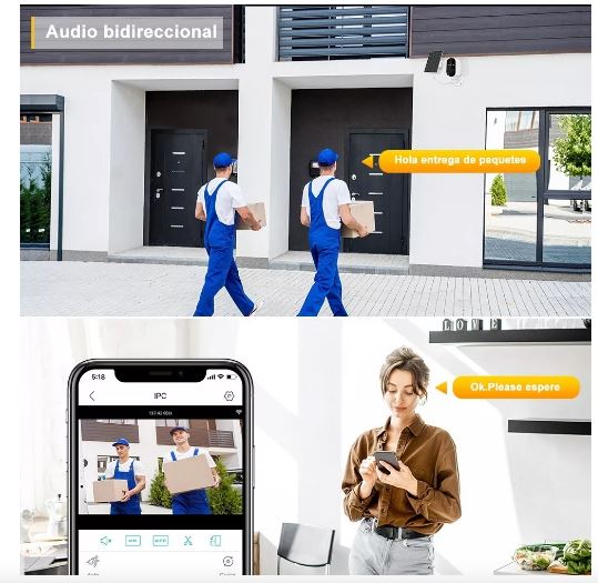 Foto 3 pulgar | Cámara de Seguridad Wifi con Panel Solar y Visión Nocturna HD 1080p