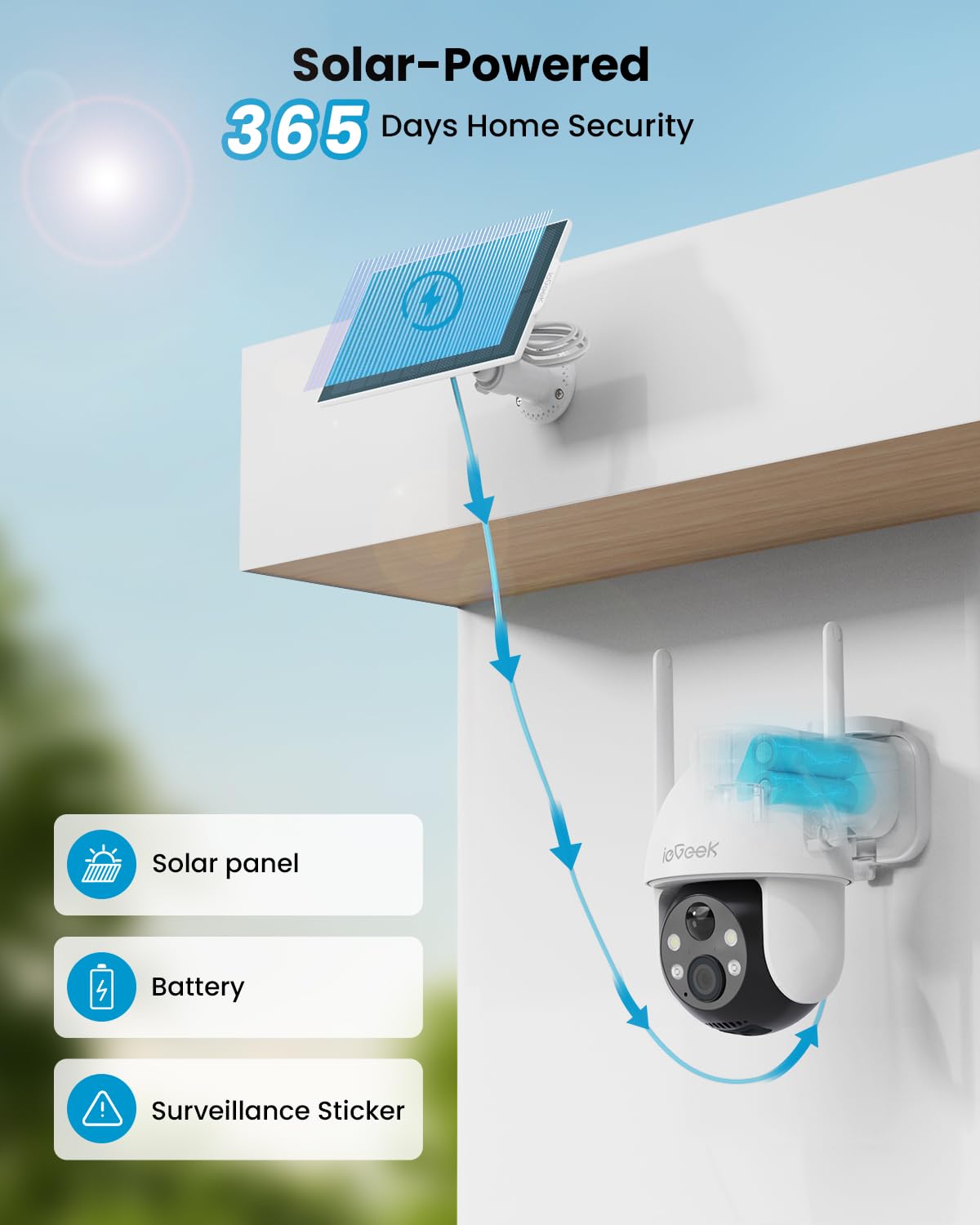 Foto 4 pulgar | Cámara de Seguridad ieGeek 2K Solar Wifi Outdoor con Sensor de Movimiento - Venta Internacional