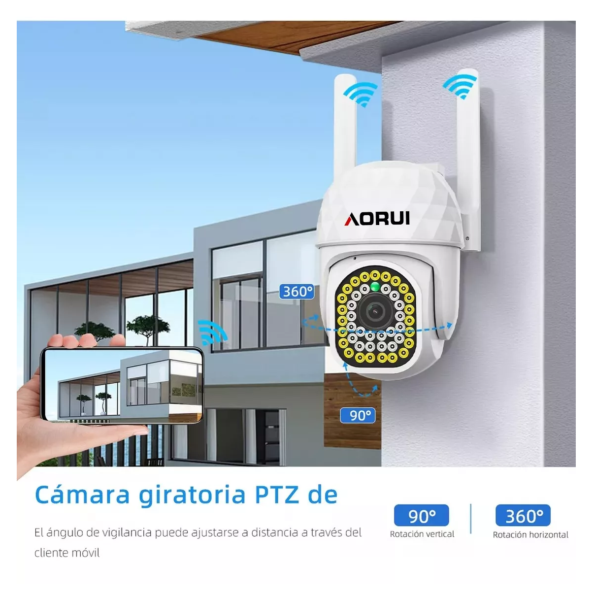 Foto 3 | Cámara De Seguridad Hd Wifi De Visión Nocturna Alarma 2 Pcs Blanco