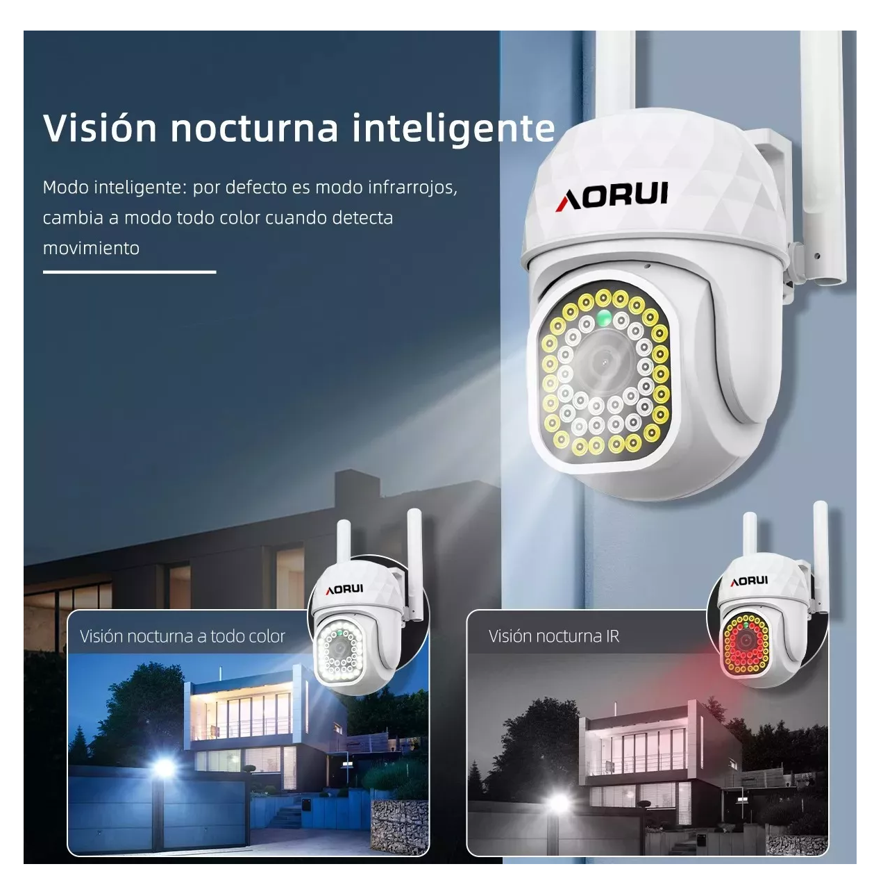 Foto 6 pulgar | Cámara De Seguridad Hd Wifi De Visión Nocturna Alarma 2 Pcs Blanco