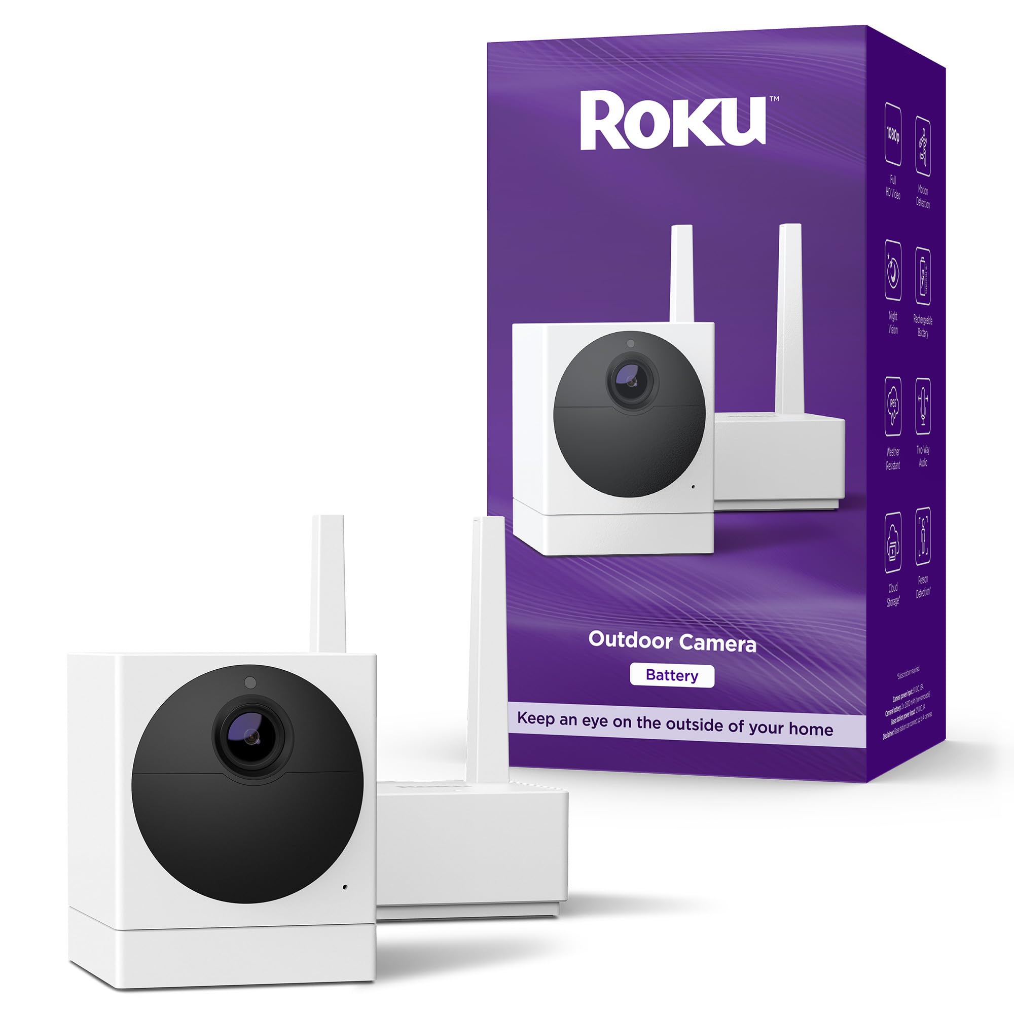 Foto 2 pulgar | Cámara Exterior Roku 1080p Hd Night Vision Ip65 Blanca - Venta Internacional.