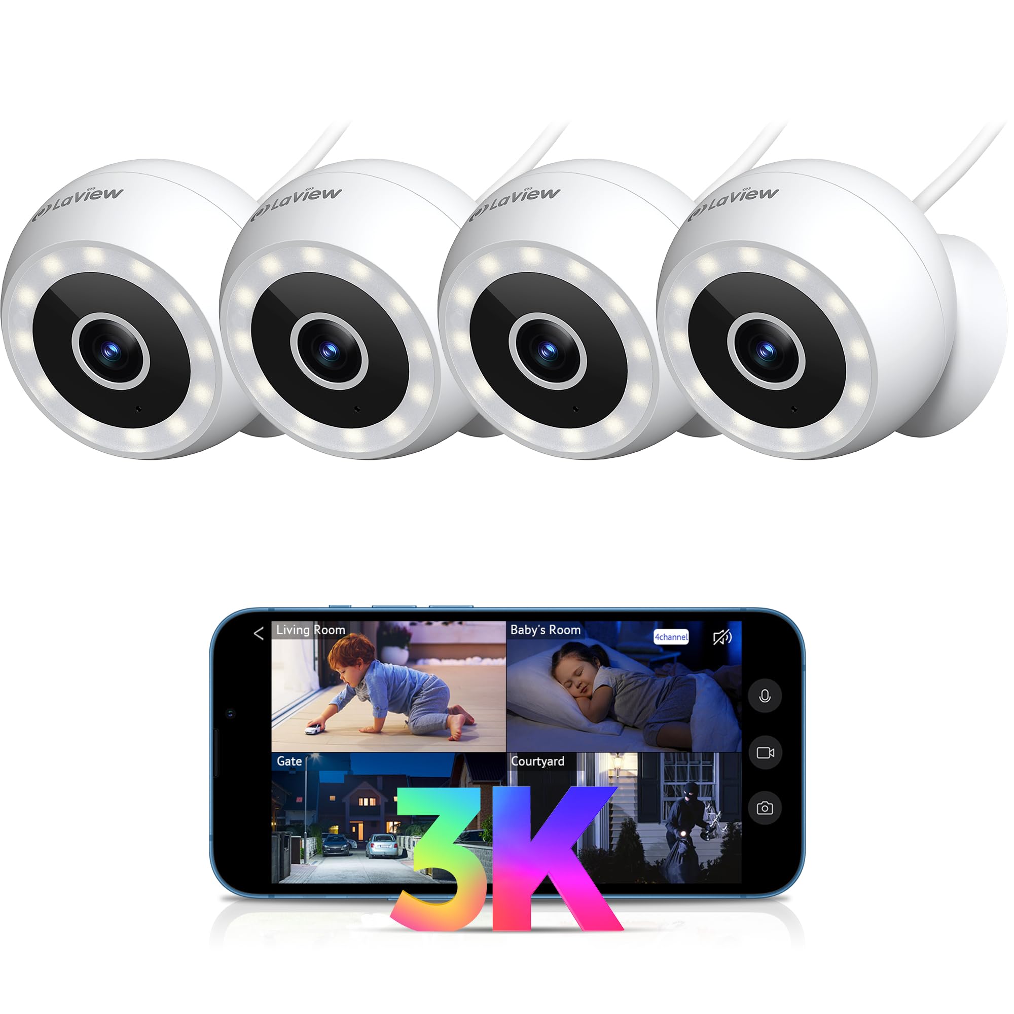 Cámaras De Seguridad Laview 5mp 3k Exterior Interior Cableadas Ip65 - Venta Internacional. $4,915
