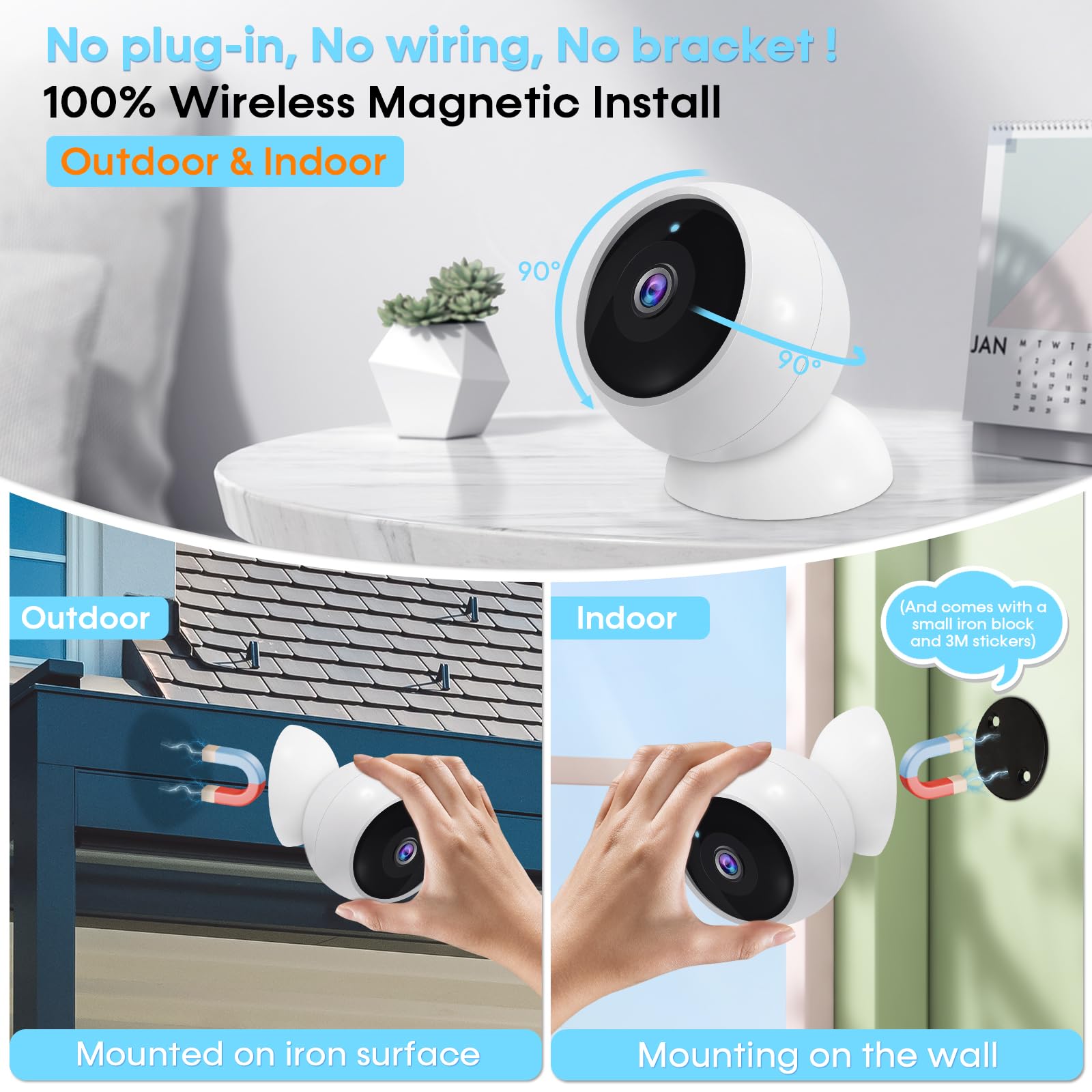 Foto 3 | Cámara De Seguridad Amtifo Wireless 2k Wifi Con Detección De Movimiento Ai - Venta Internacional.