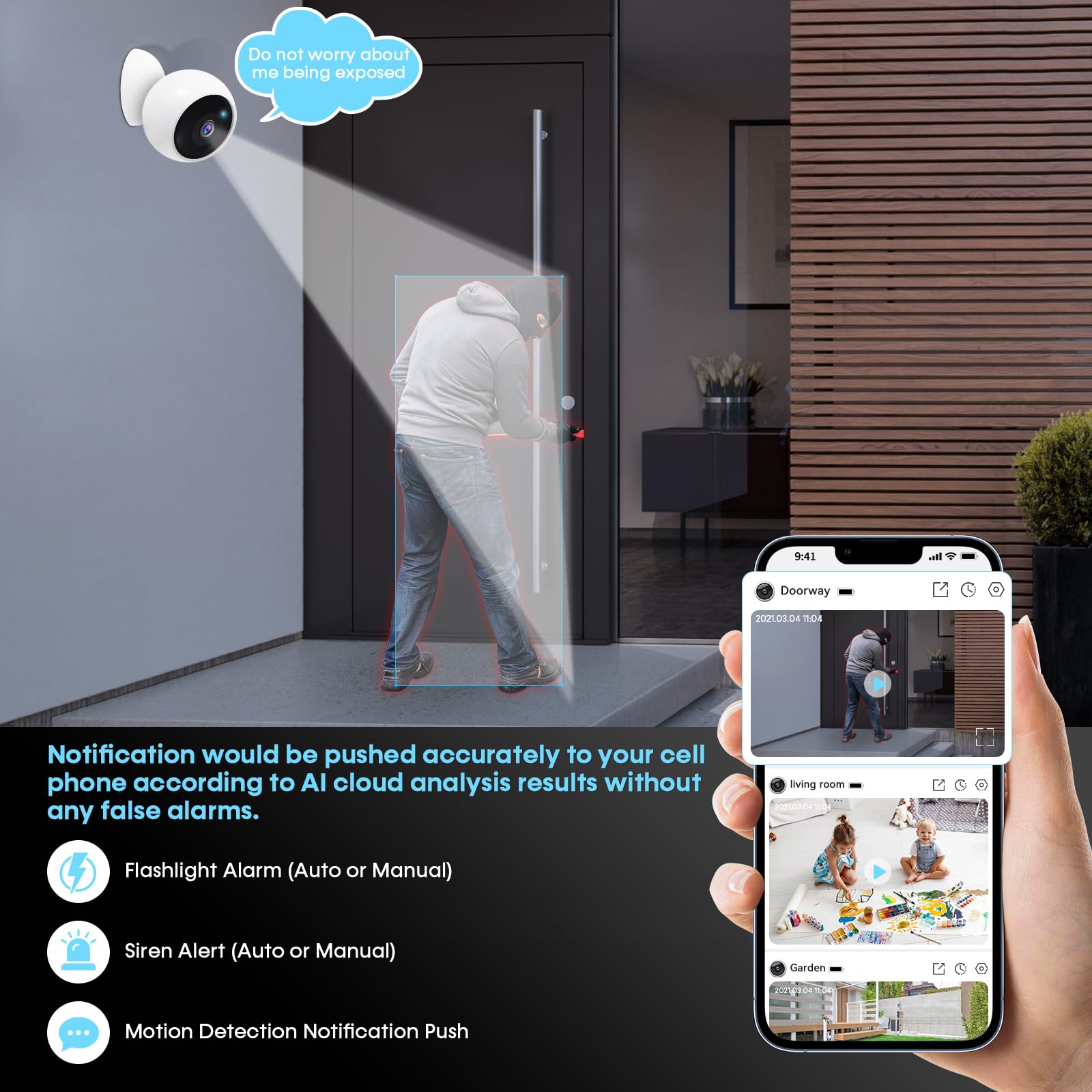 Foto 7 | Cámara De Seguridad Amtifo Wireless 2k Wifi Con Detección De Movimiento Ai - Venta Internacional.