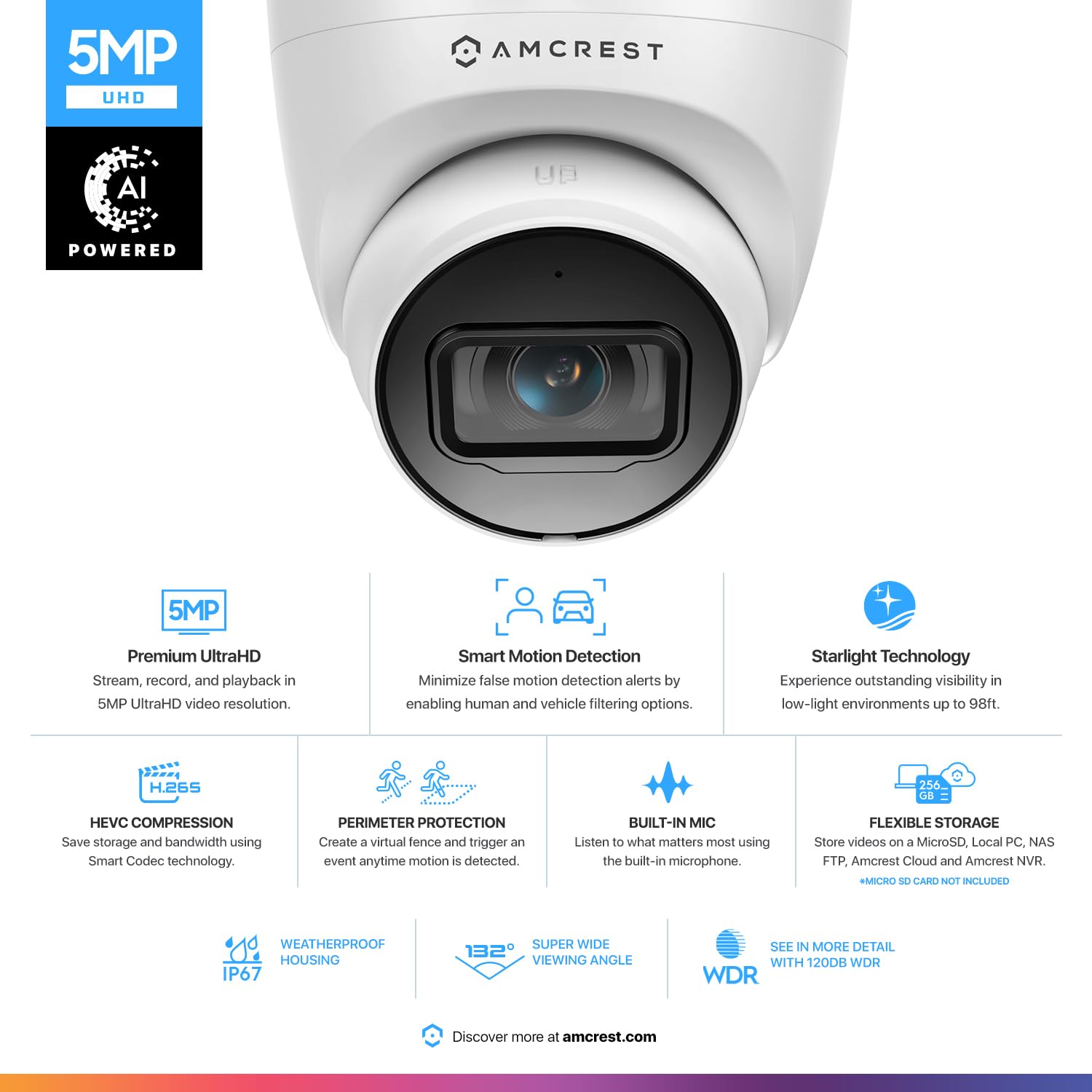 Foto 3 pulgar | Cámara de Seguridad Amcrest 5mp Turret Poe Ultrahd Outdoor Ip - Venta Internacional