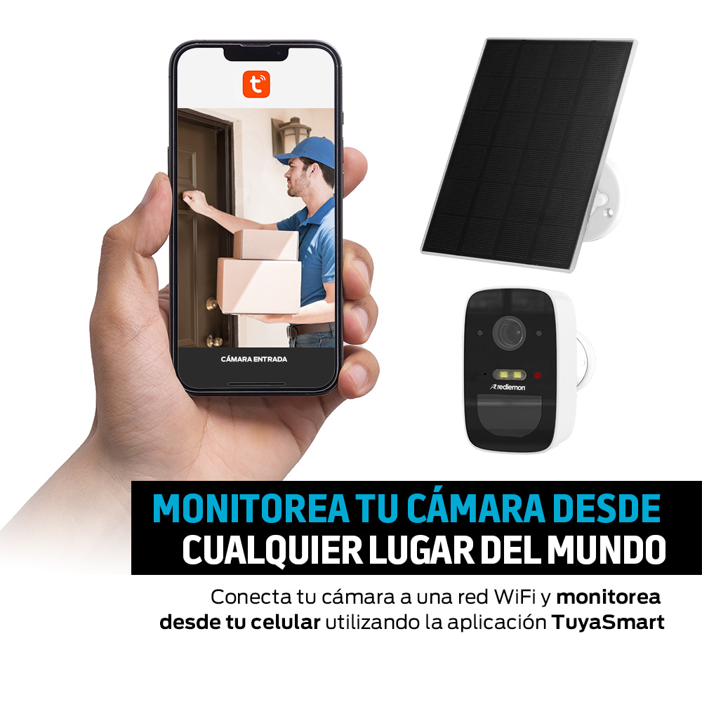 Foto 4 pulgar | Cámara De Seguridad Exterior Con Panel Solar Y Visión Nocturna, Redlemon, Color Blanco