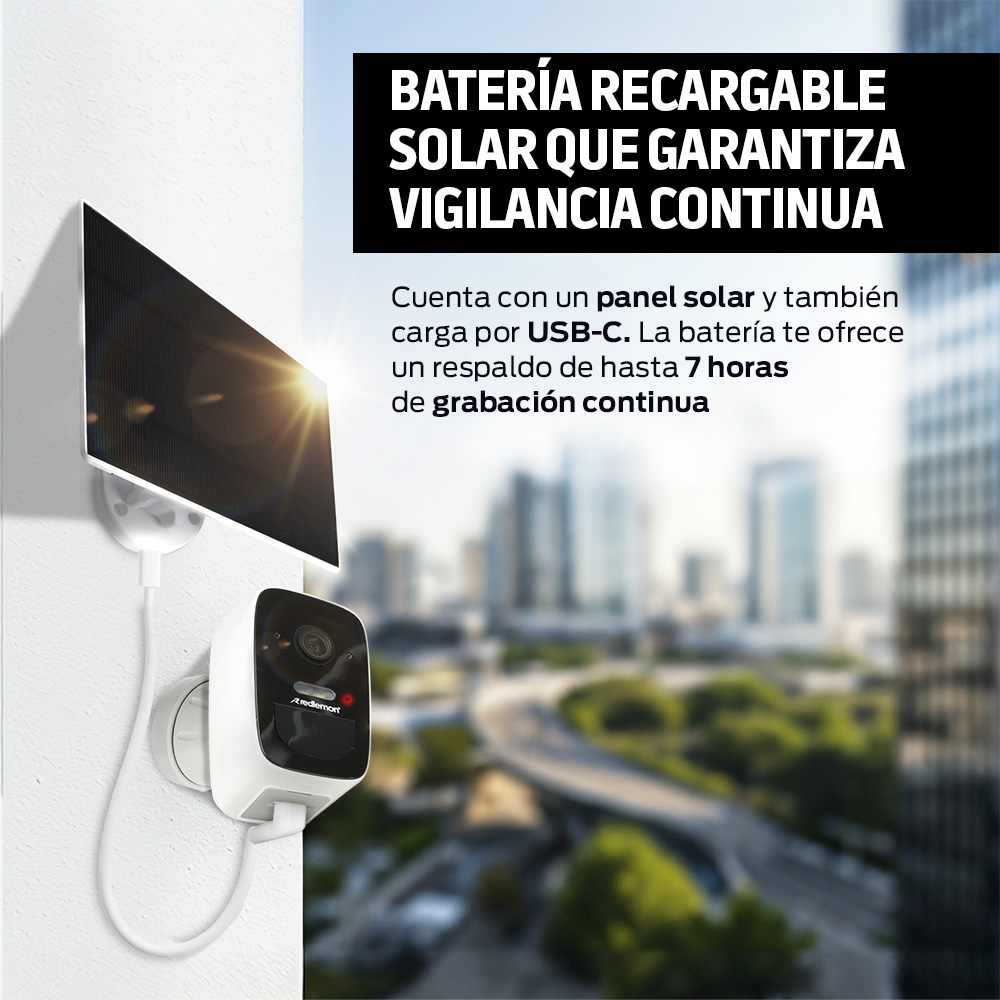 Foto 5 pulgar | Cámara De Seguridad Exterior Con Panel Solar Y Visión Nocturna, Redlemon, Color Blanco