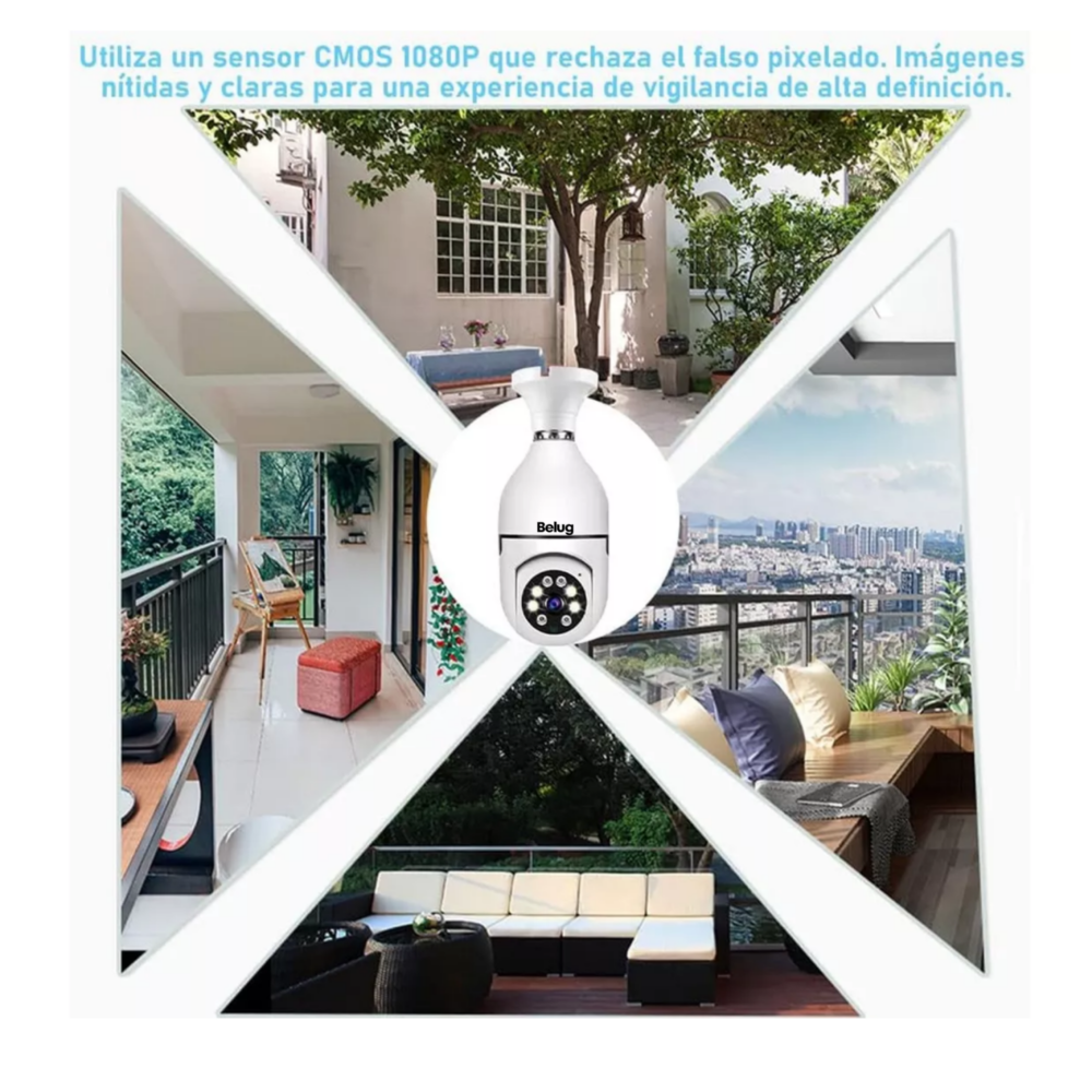 Foto 6 pulgar | Cámara De Seguridad Wifi De Hd Visión Nocturna Alarma 2 Pcs, Belug Blanco