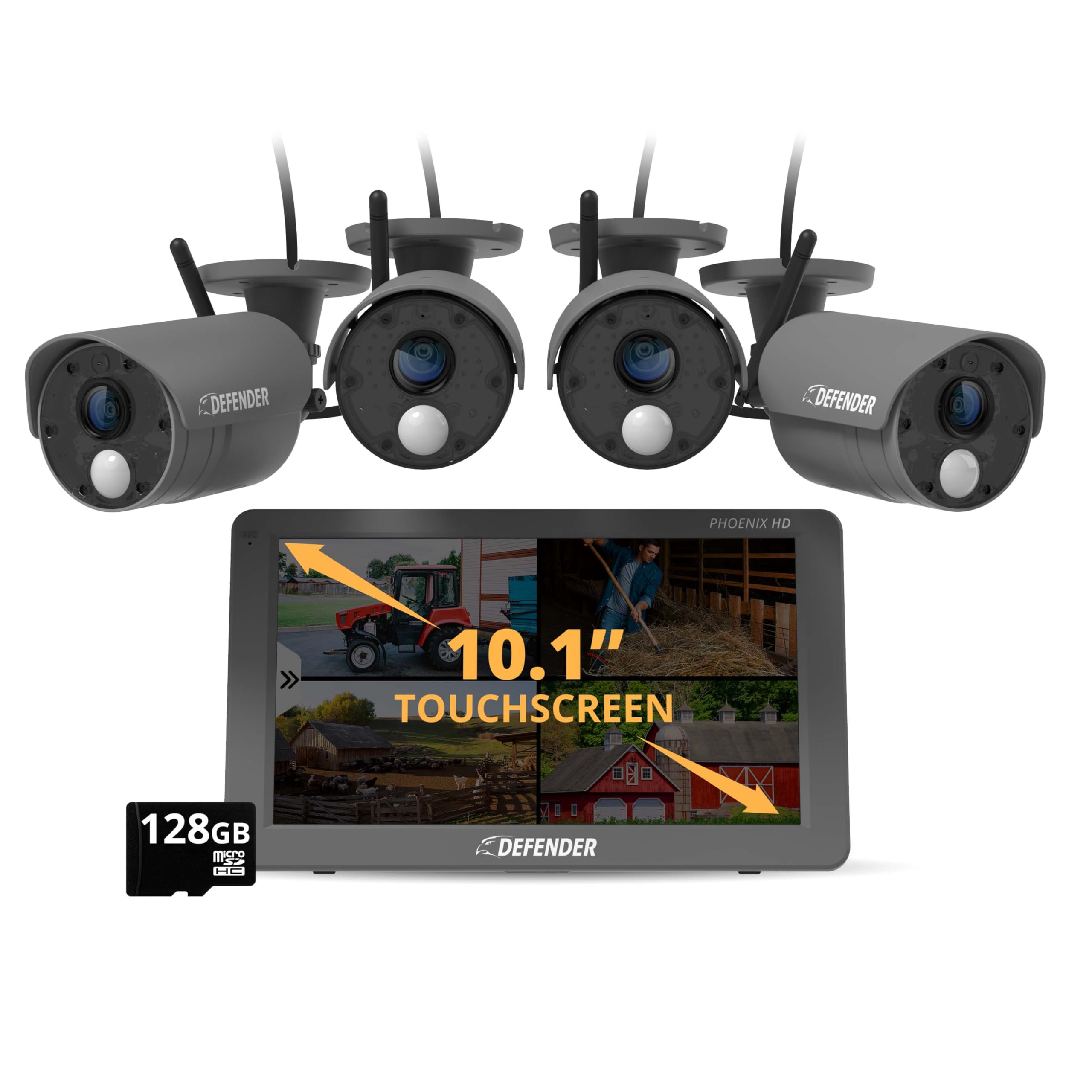 Sistema De Cámara De Seguridad Inalámbrica Defender Phoenix Hd Con Pantalla Táctil De 10.1 Pulgadas - Venta Interna