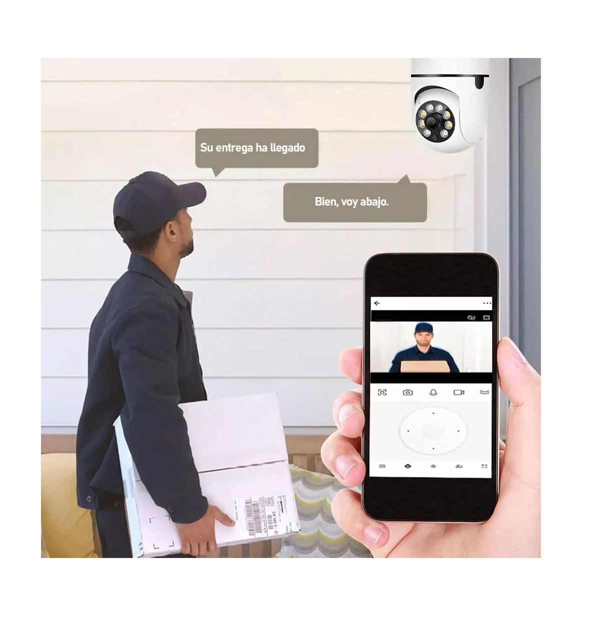 Foto 4 | Cámara De Seguridad Wifi De Hd Visión Nocturna Alarma 2 Pcs, Blanco