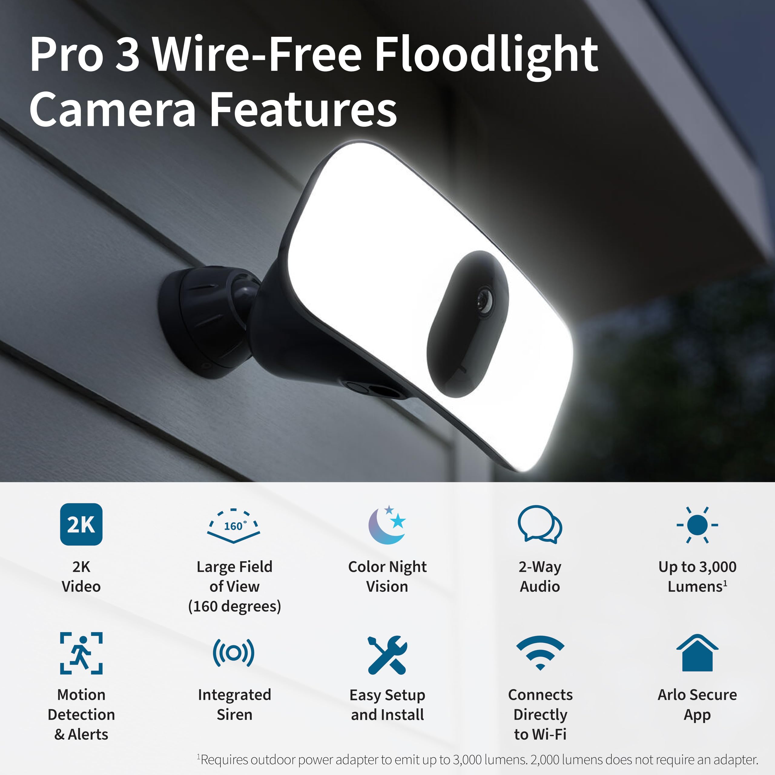 Foto 3 pulgar | Cámara De Seguridad Arlo Pro 3 Led Floodlight 2k Hdr Negra - Venta Internacional.