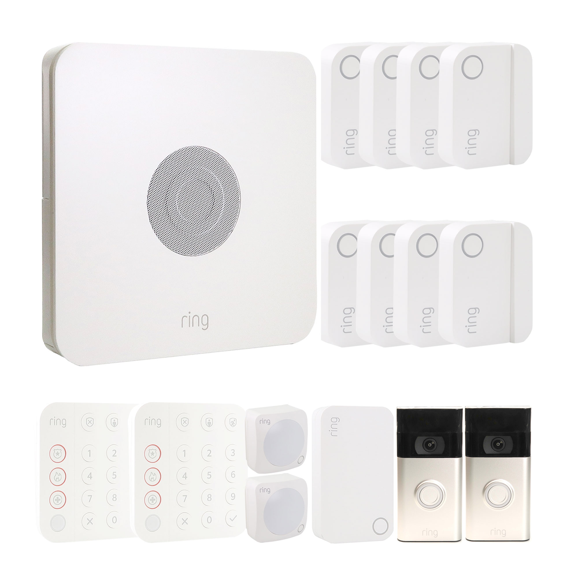 Kit De Seguridad Para El Hogar Con Alarma Anular, 14 Unidades, Con 2 Timbres Con Vídeo - Venta Internacional.