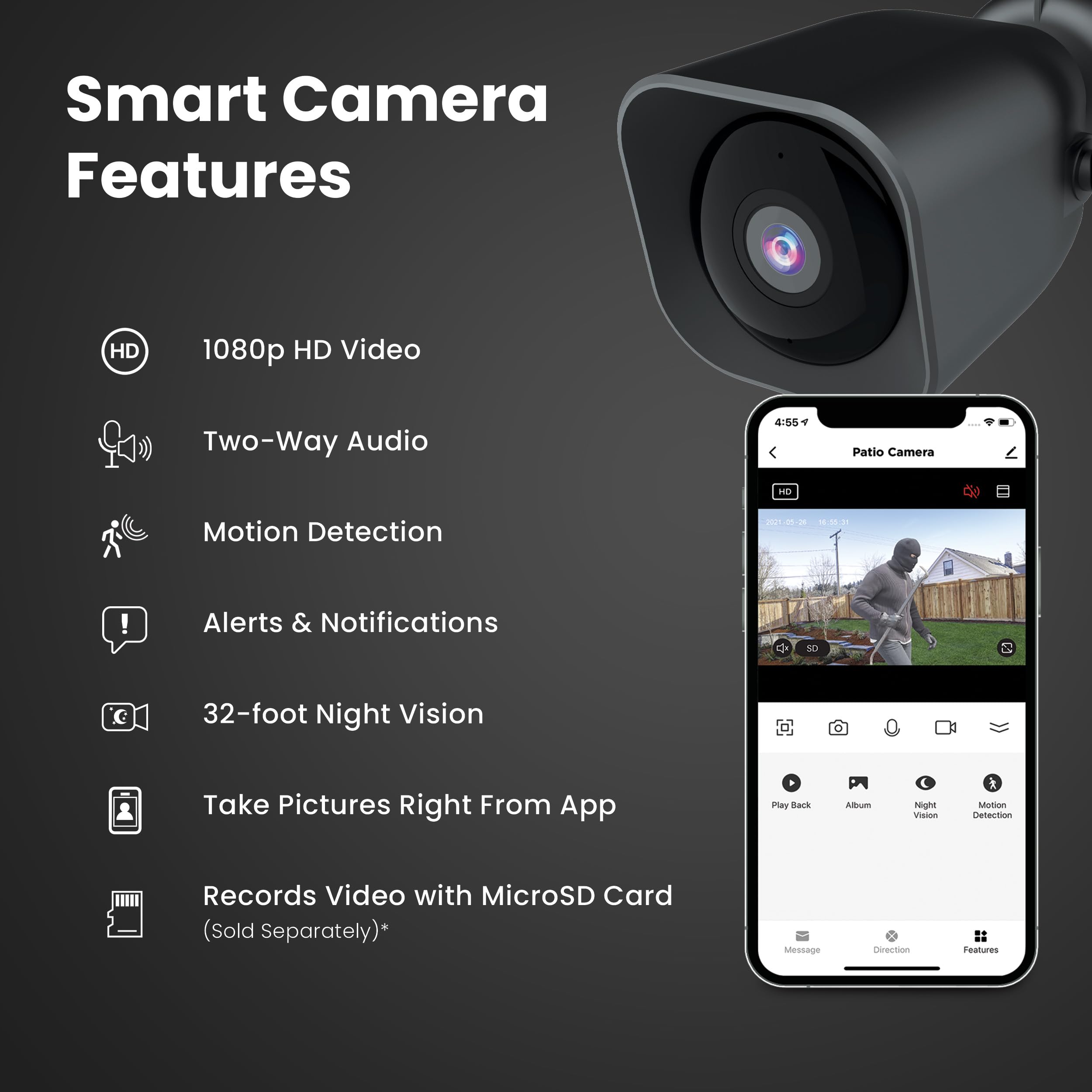 Foto 4 pulgar | Cámara Exterior Feit Electric 1080p Hd Wifi Con Alexa Y Google - Venta Internacional.