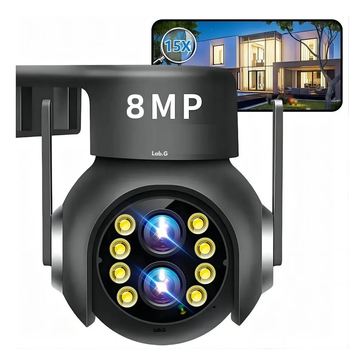 Foto 5 pulgar | Cámara Seguridad Wifi 4mp Dual Lente Zoom Óptico 15x Lab.g Negro