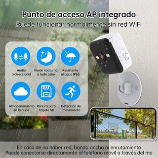 Foto 2 | Cámaras De Seguridad Wifi 3mp Resistencia Agua Blanco