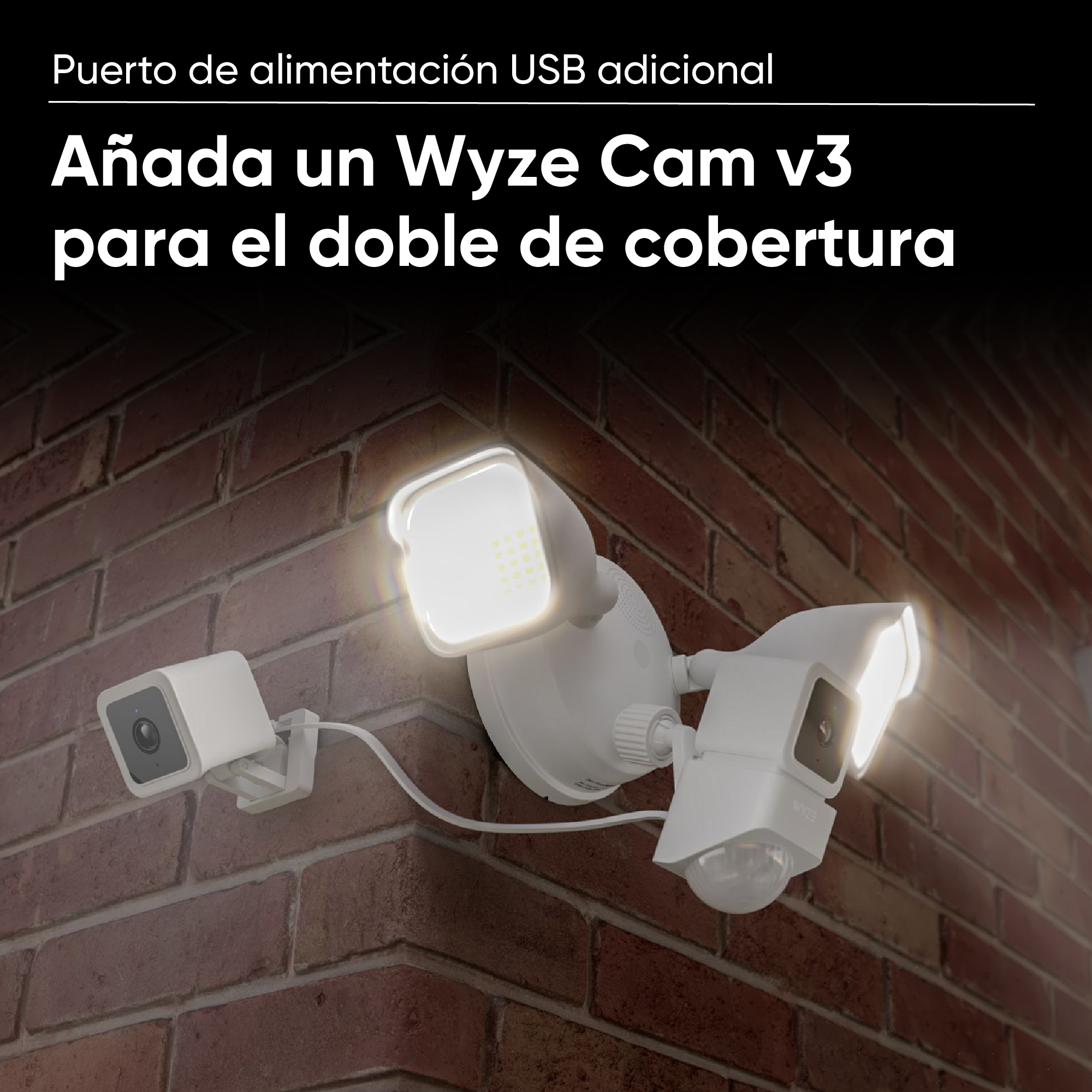 Foto 7 pulgar | Cámara de Seguridad Wyze Cam V3 Floodlight Exterior con Reflectores color Blanco