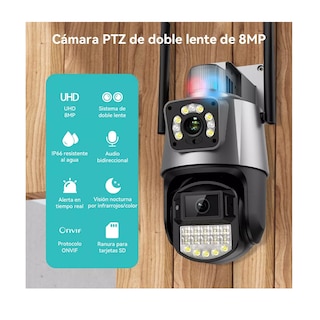 Foto 2 | Cámara De Seguridad Wifi Exterior 8 MP Con Doble Lente Alexa Eo Safe Imports Esi-12767 Multicolor