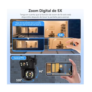 Foto 3 | Cámara De Seguridad Inalámbrica De Doble Lente 8mp Con Alexa Eo Safe Imports Esi-12760 Negro