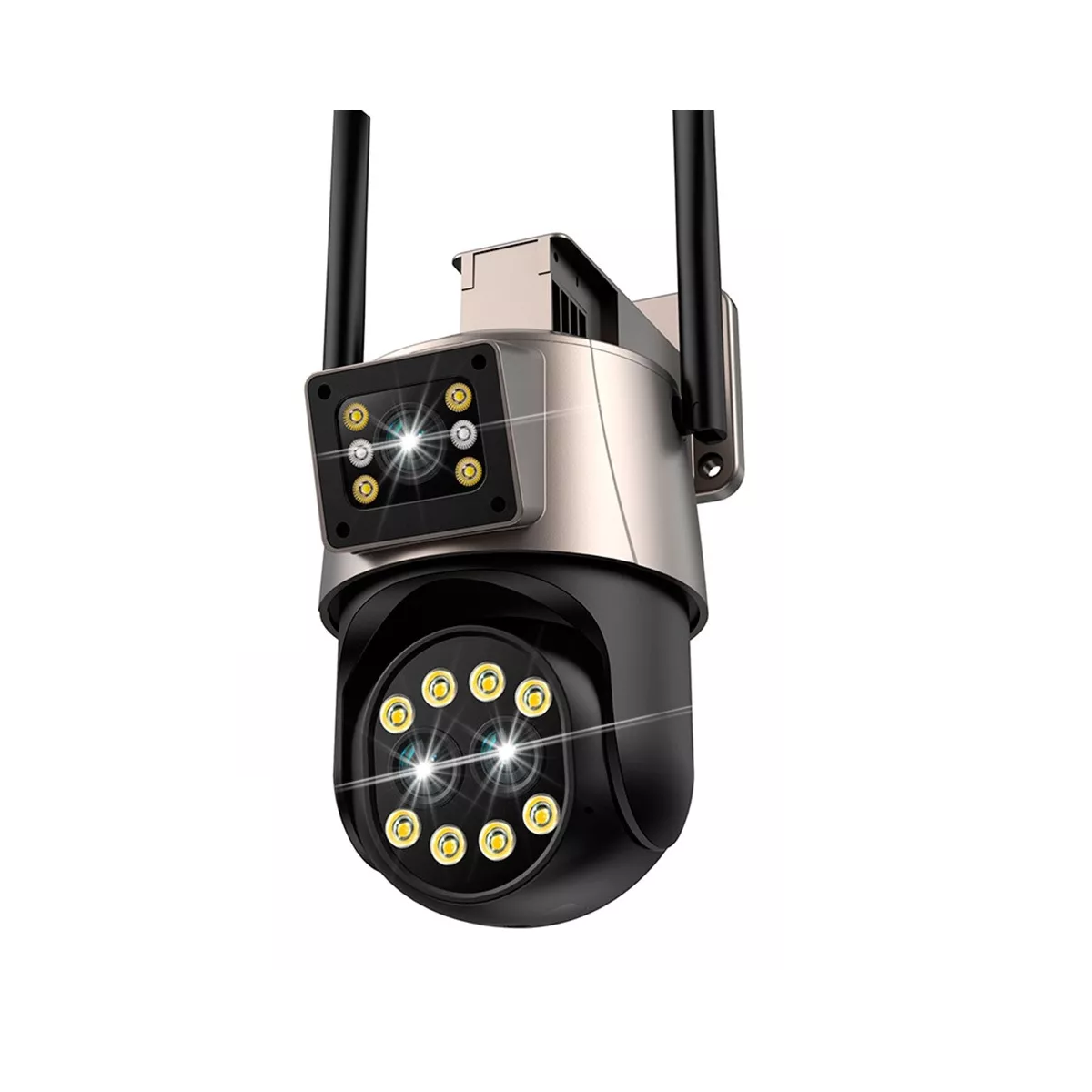 Cámara De Seguridad De Ip Triple Lente 9mp Alarma C/alexa  Eo Safe Imports Esi-12761 Multicolor