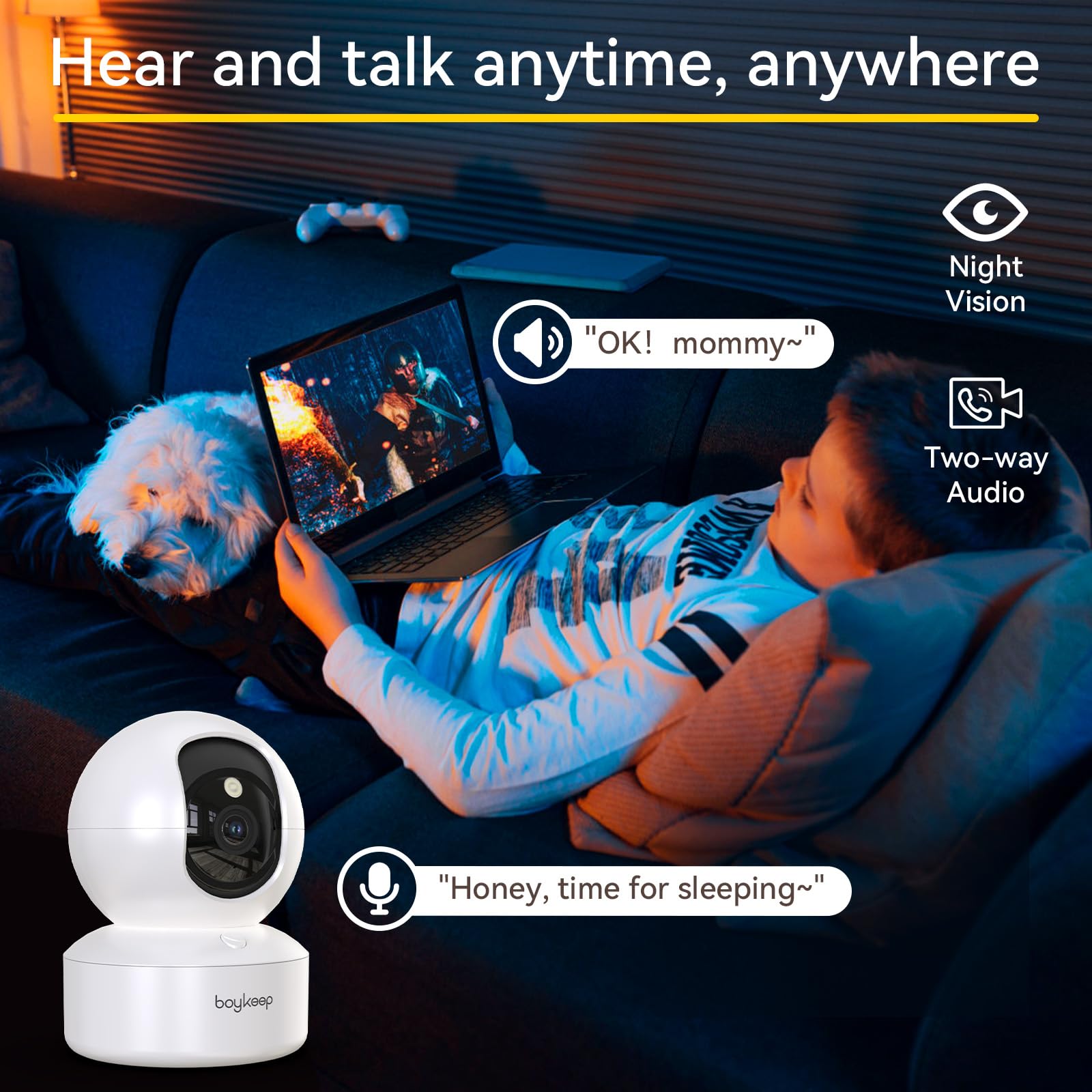 Foto 6 | Cámara para Mascotas Boykeep 2k K30 5g/2.4 Ghz Wifi con Visión Nocturna - Venta Internacional