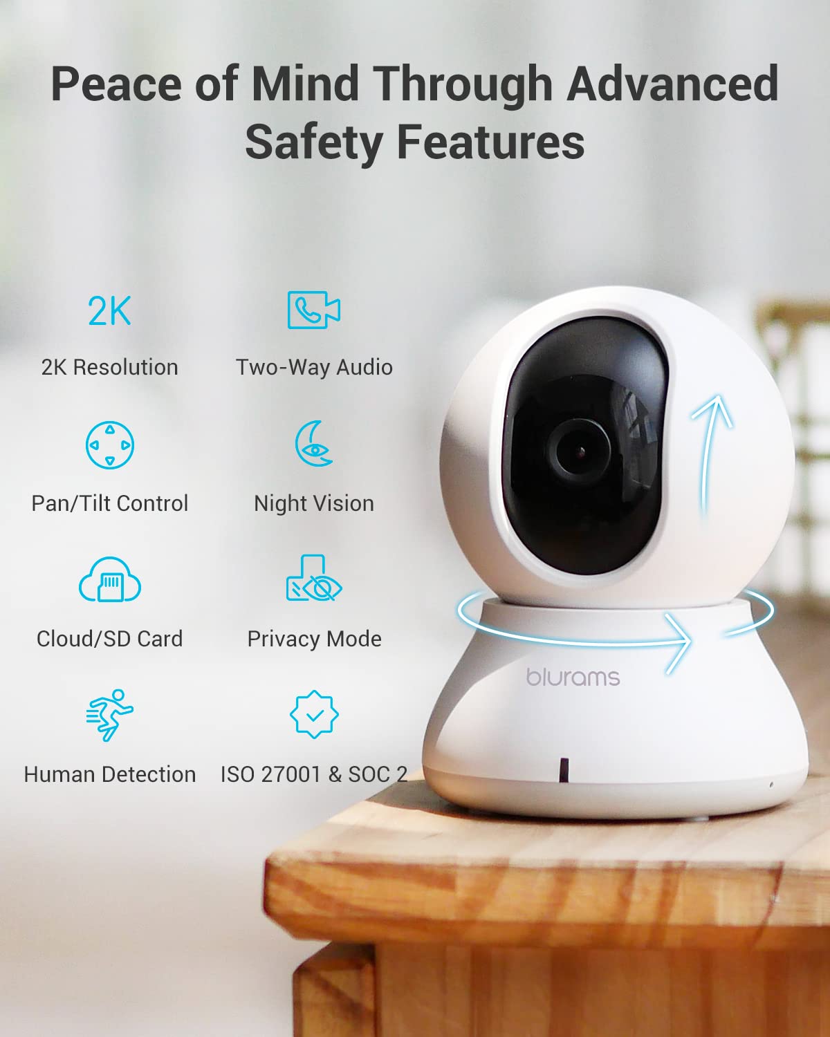 Foto 3 pulgar | Cámara De Seguridad Blurams Indoor 2k 360° Con Seguimiento De Movimiento - Venta Internacional