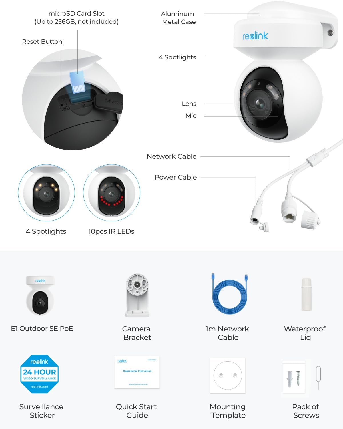 Foto 7 pulgar | Cámara de Seguridad Reolink E1 Outdoor Se Poe 8mp 4k con Visión Nocturna - Venta Internacional