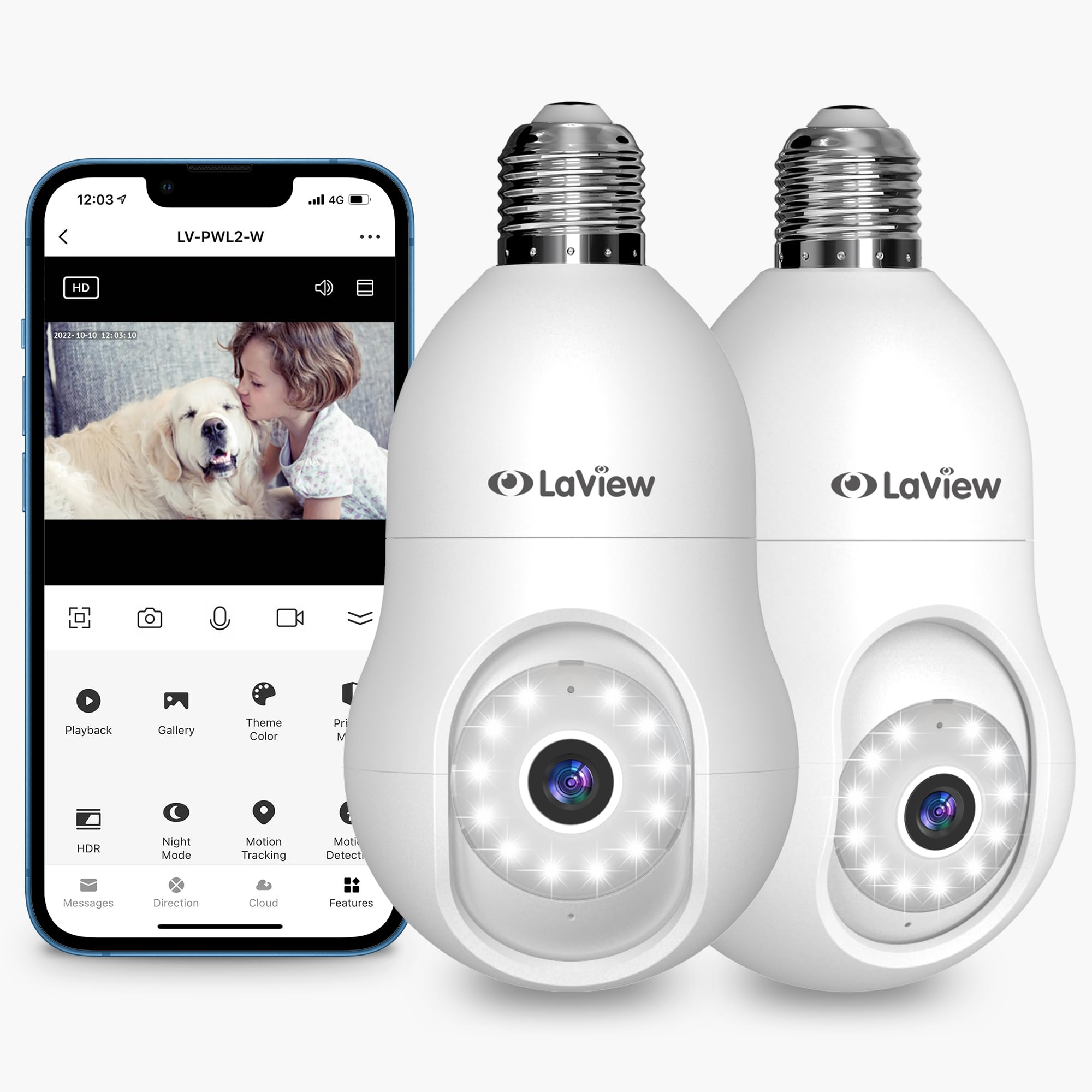 Cámara de Seguridad Laview Mp Bombilla 2k Inalámbrica para Exteriores 2 Piezas - Venta Internacional