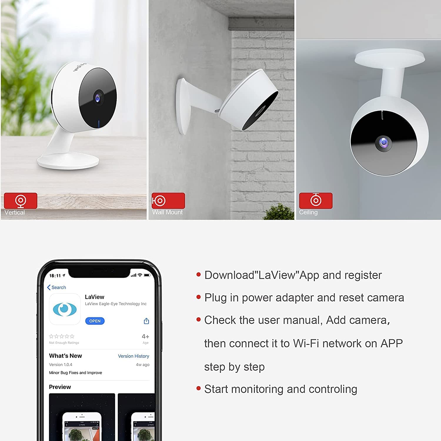 Foto 7 pulgar | Cámara De Seguridad Laview F1 Pro 4mp 2k Color Night Vision 4pk - Venta Internacional.
